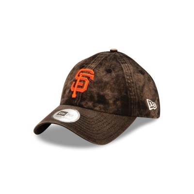 Black San Francisco Giants Hat - New Era MLB Hand Brush Wash Casual Classic Adjustable Caps USA3219604